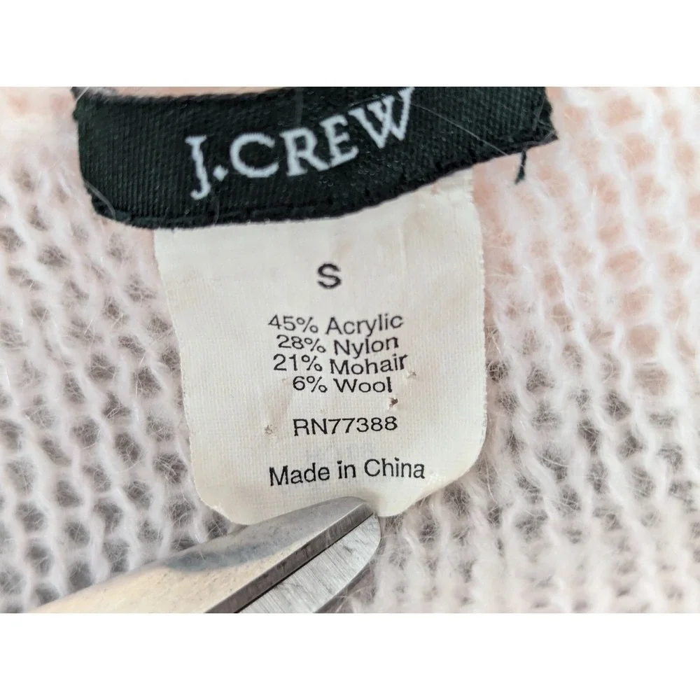 J.Crew Sweater Women Size S Mohair Wool Blend Shawl Collar Pullover Lightweight
